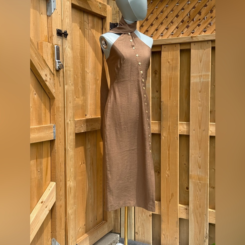 🆕 CULT GAIA 🧿 NWOT Romia Button-Detail Dress, Affogato Brown - Sz XS - Picture 6 of 15